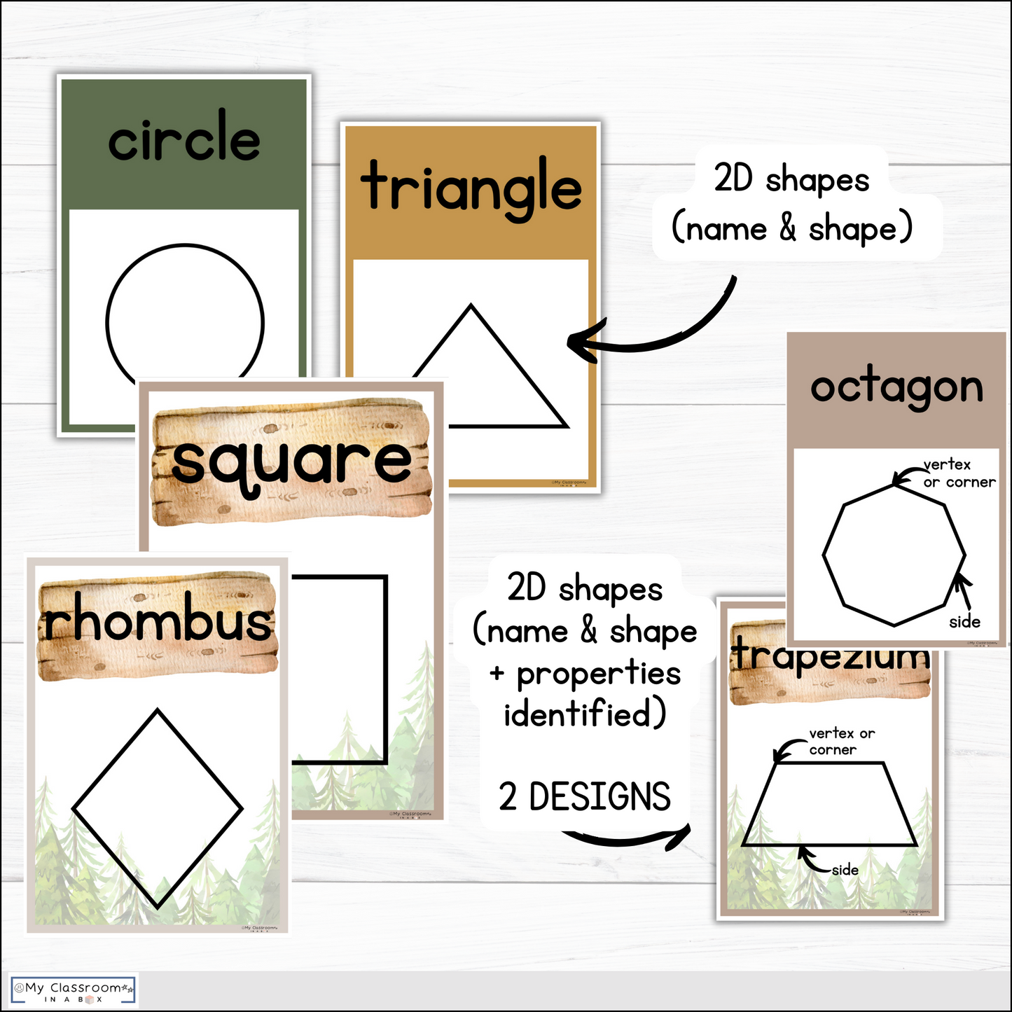 2D & 3D Shape Posters Woodland