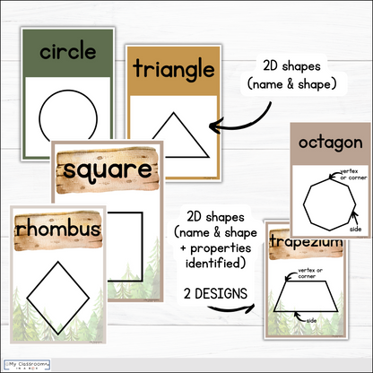 2D & 3D Shape Posters Woodland