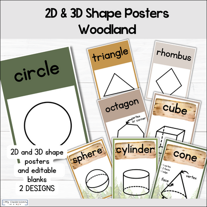 2D & 3D Shape Posters Woodland