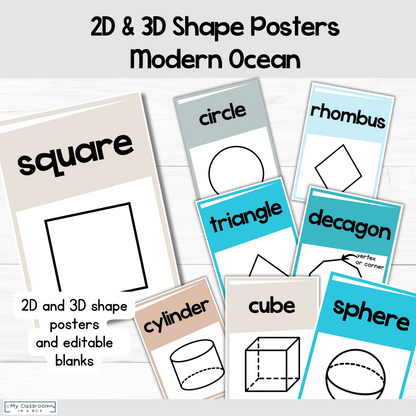 2D & 3D Shape Posters Ocean Theme