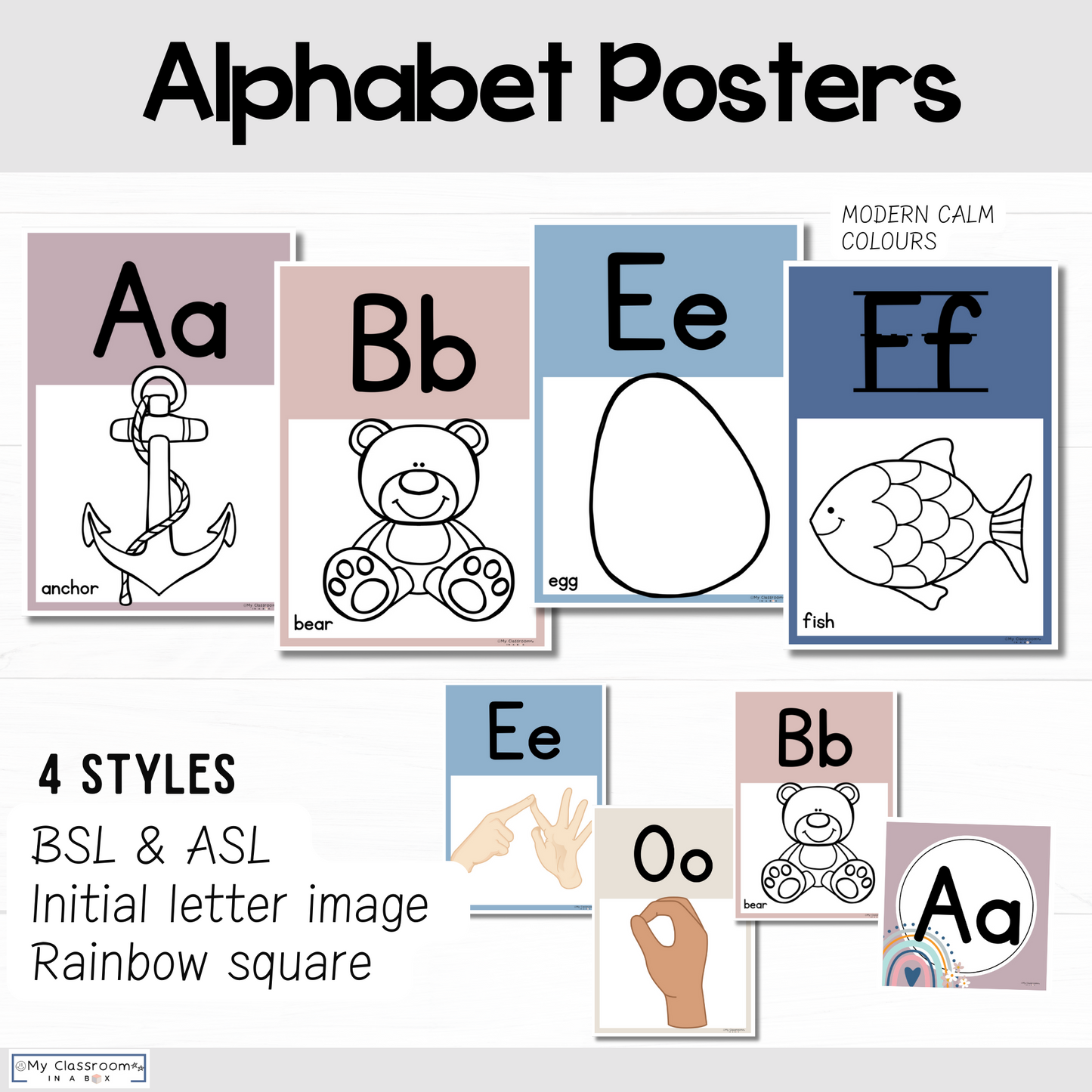 Alphabet Posters Modern Calm Colours