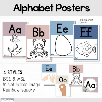 Alphabet Posters Modern Calm Colours