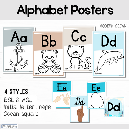 Alphabet Posters Modern Ocean Theme