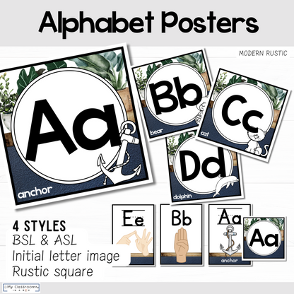 Alphabet Posters Modern Rustic Theme