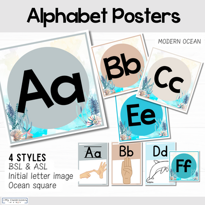 Alphabet Posters Modern Ocean Theme