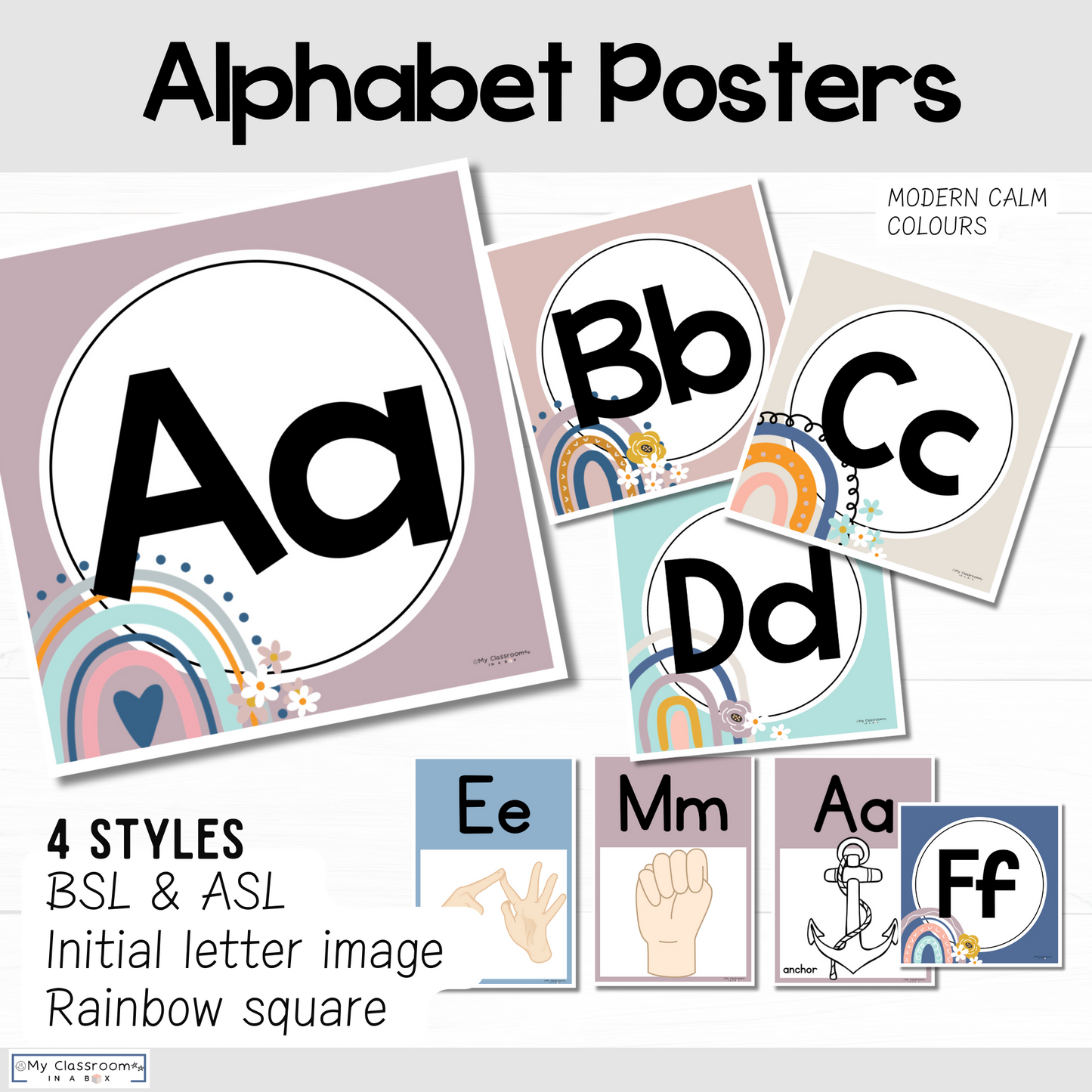 Alphabet Posters Modern Calm Colours