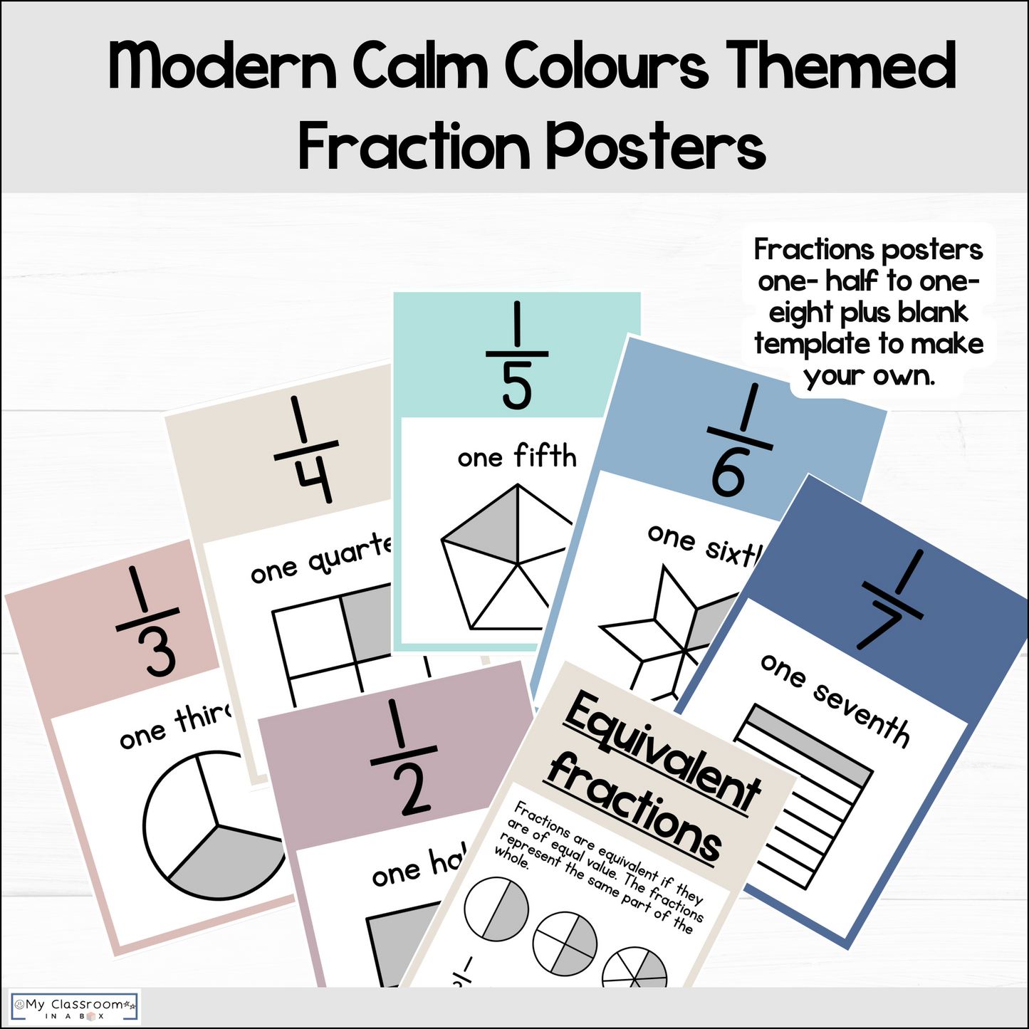 Fraction Posters & Fraction Wall Modern Calm Colours