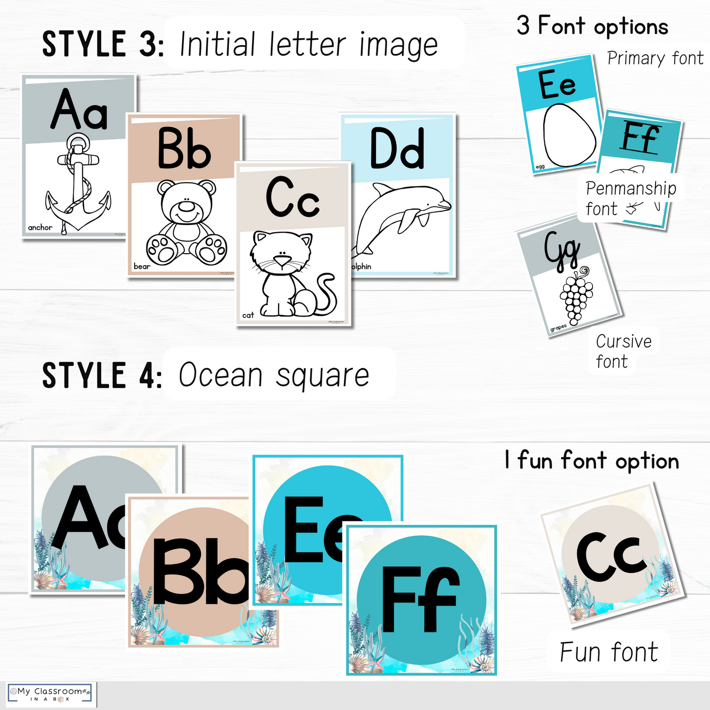 Alphabet Posters Modern Ocean Theme