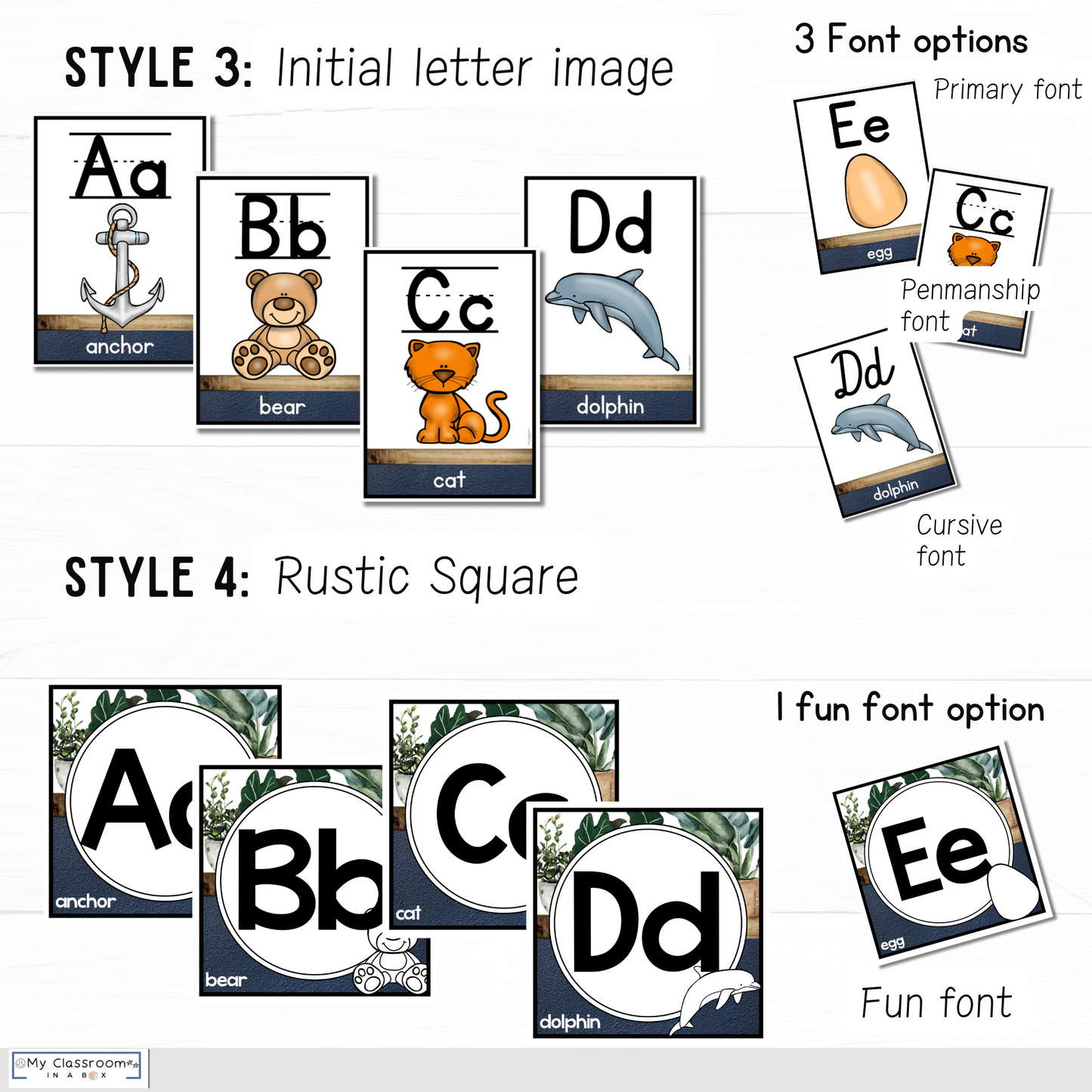 Alphabet Posters Modern Rustic Theme