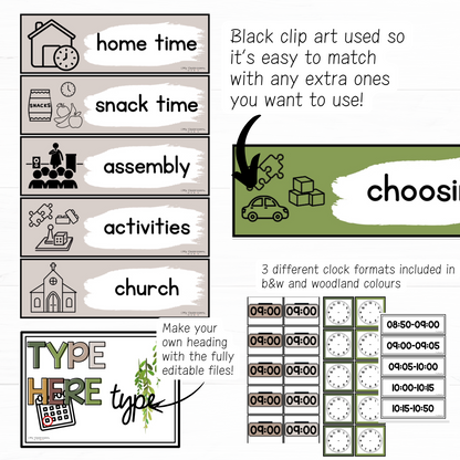 Visual Timetable Woodland Theme