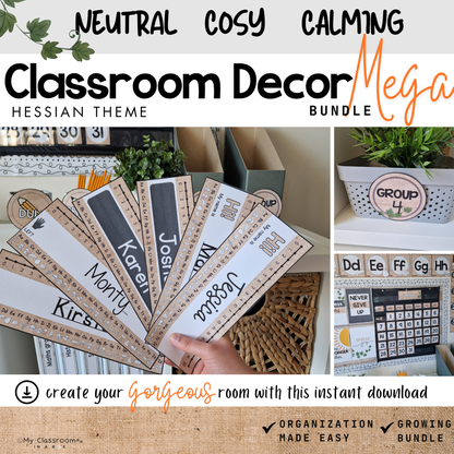 Hessian Classroom Decor MEGA Bundle