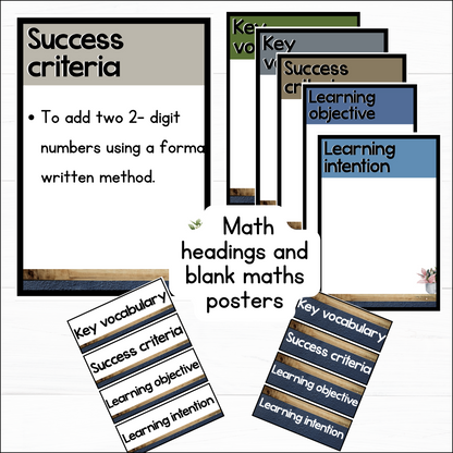 Modern Rustic Maths Posters l Maths Working Wall Bundle