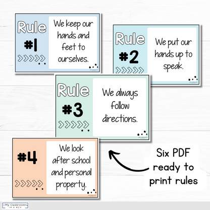 Classroom Rules Charts Pastel Theme