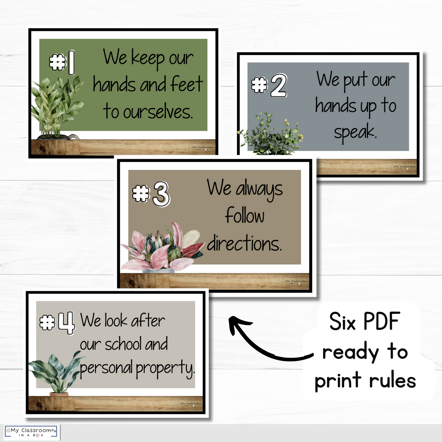 Classroom Rules Charts Modern Rustic Theme