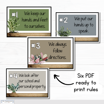 Classroom Rules Charts Modern Rustic Theme