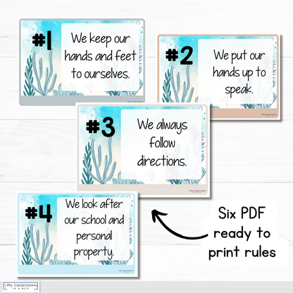 Classroom Rules Charts Modern Ocean Theme