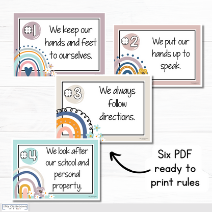 Classroom Rules Charts Modern Calm Colours Theme