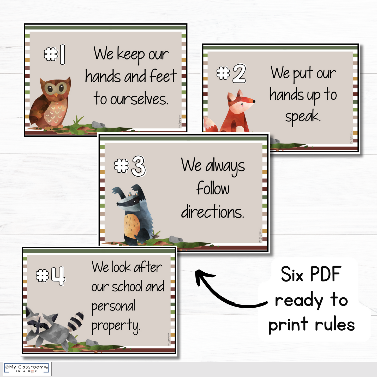 Classroom Rules Charts Woodland Theme