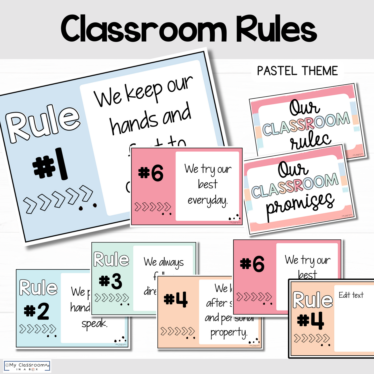 Classroom Rules Charts Pastel Theme