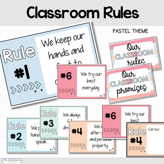 Classroom Rules Charts Pastel Theme