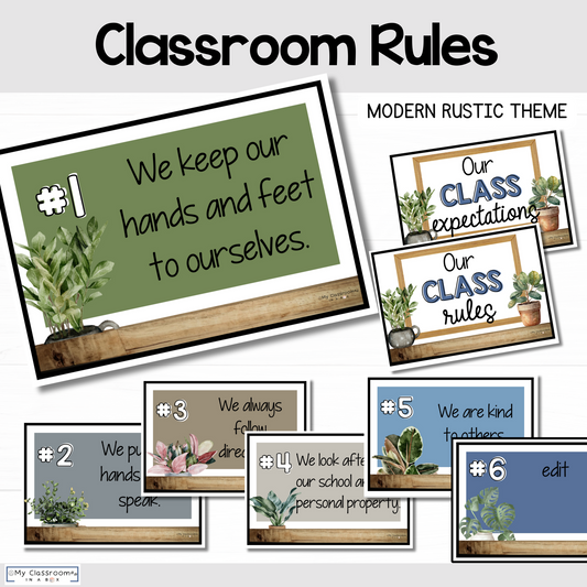 Classroom Rules Charts Modern Rustic Theme