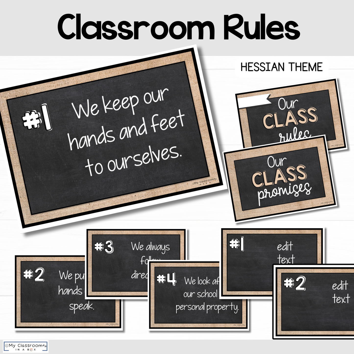 Classroom Rules Charts Hessian Theme