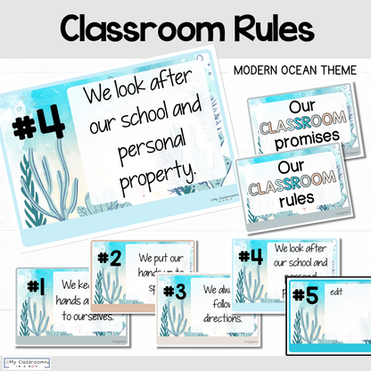 Classroom Rules Charts Modern Ocean Theme