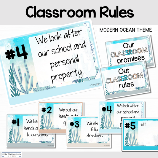 Classroom Rules Charts Modern Ocean Theme