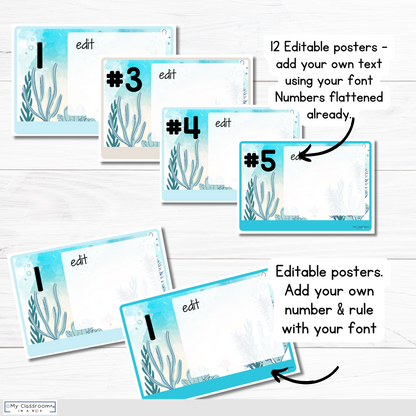 Classroom Rules Charts Modern Ocean Theme