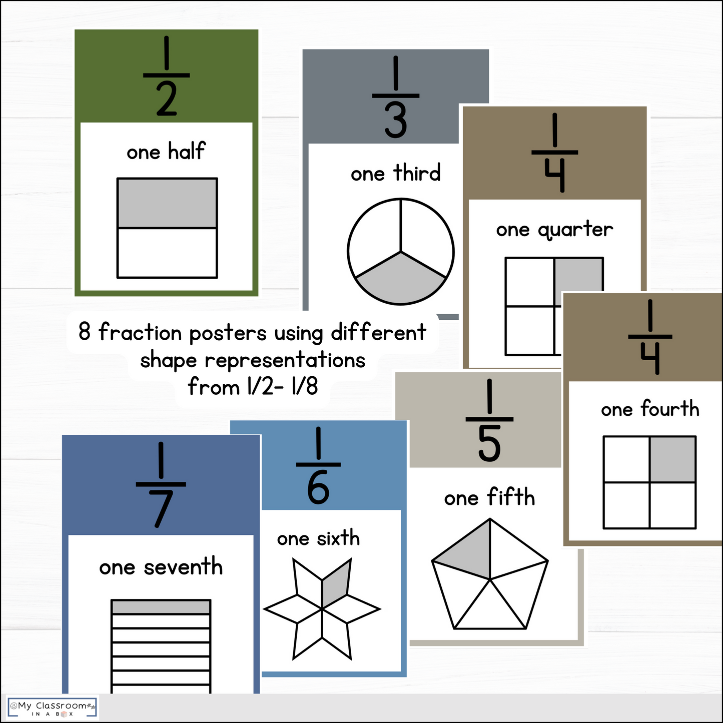 Fraction Posters & Fraction Wall Modern Rustic