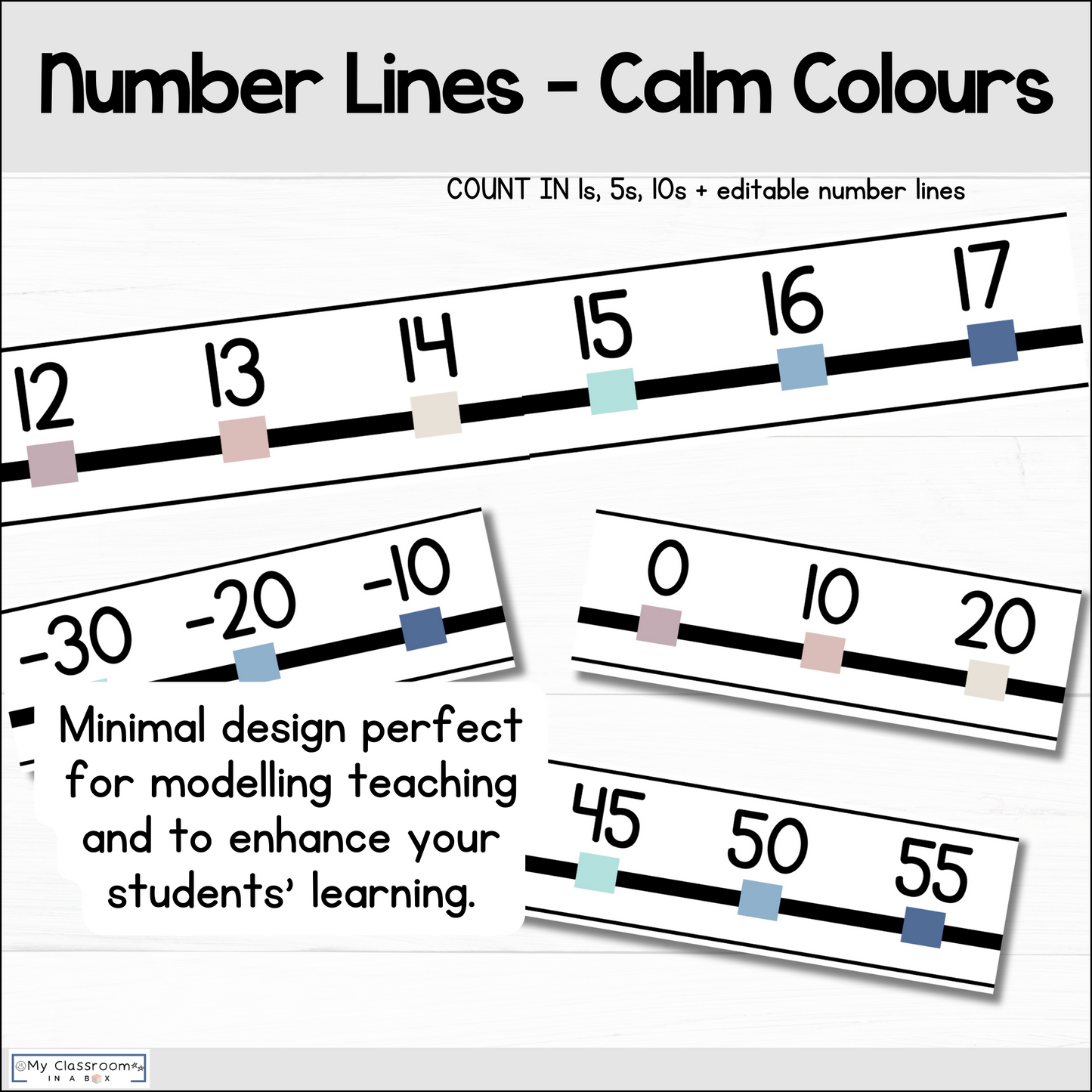 Number Line Modern Calm Colours