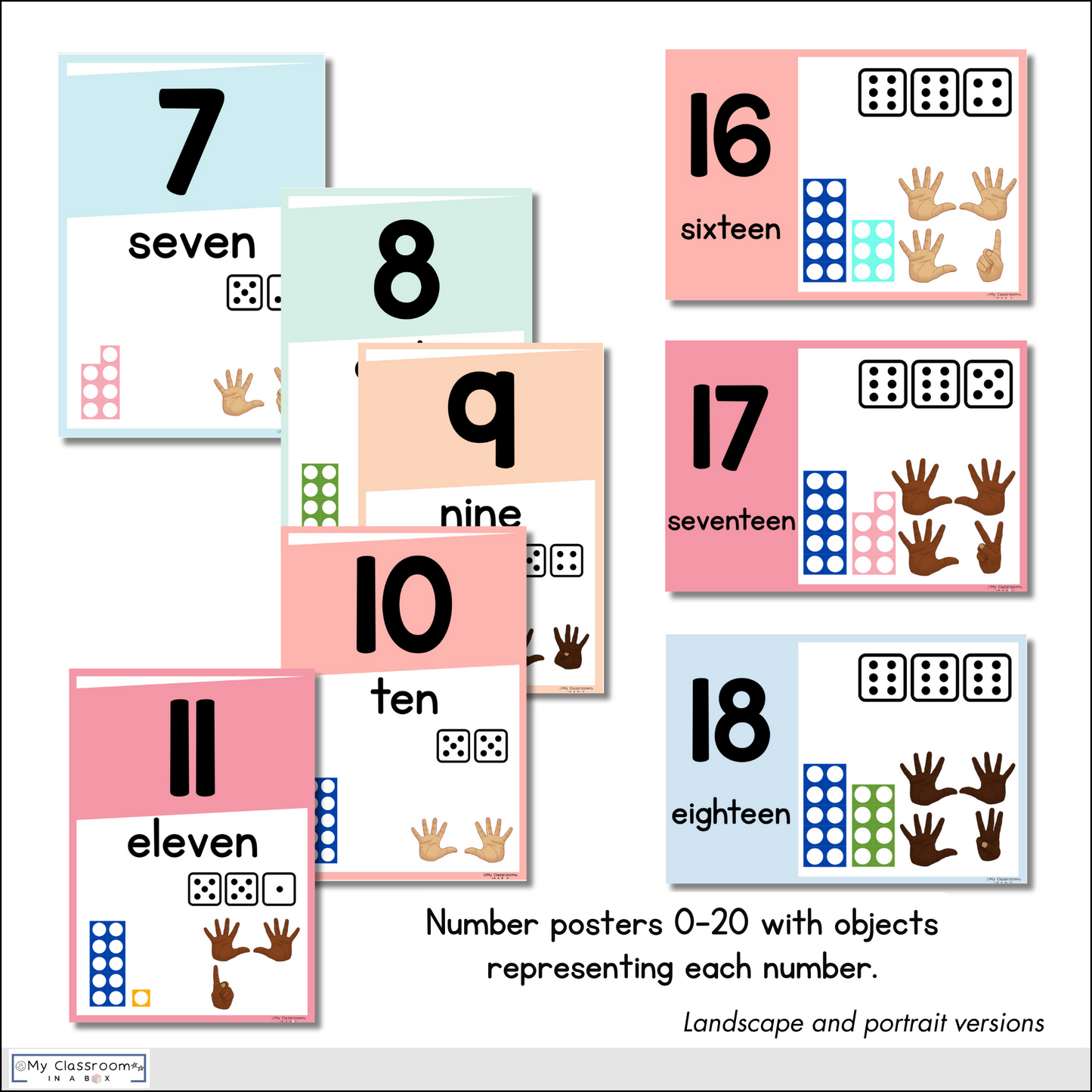 Number Posters Pastel Theme