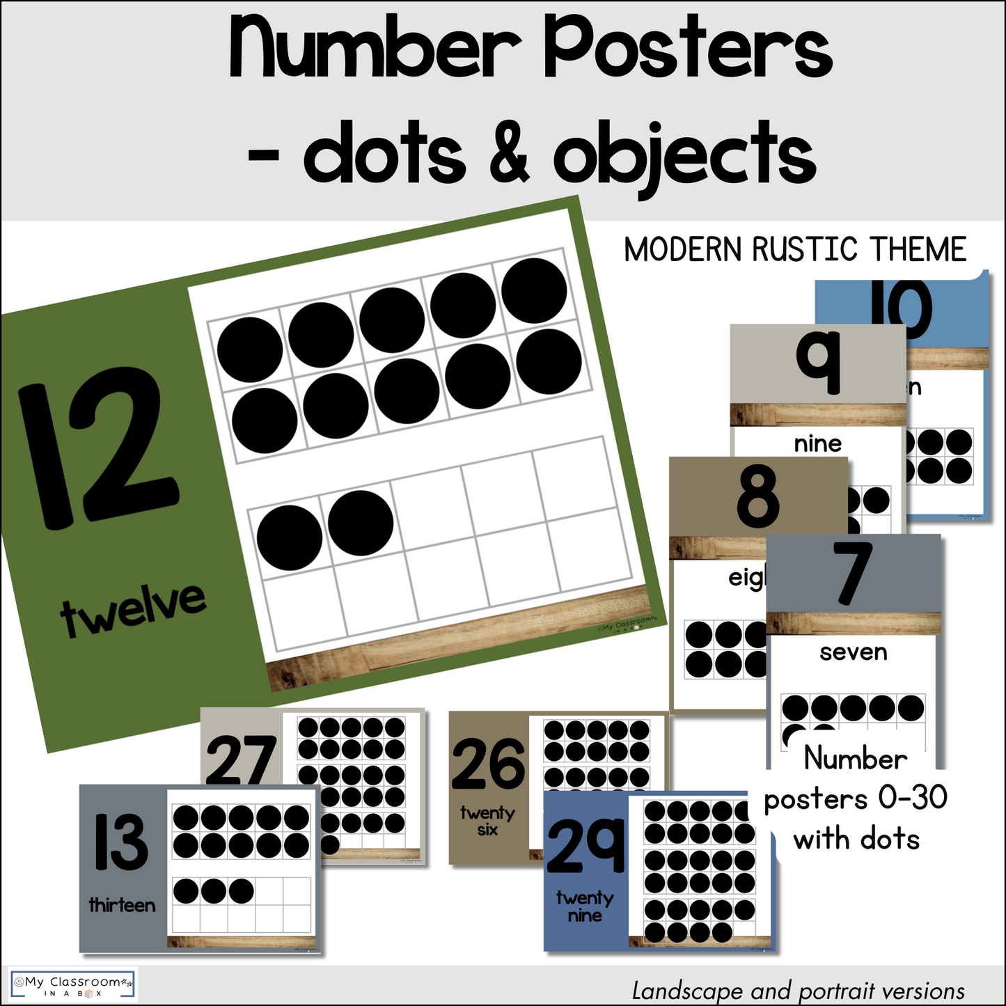 Number Posters Modern Rustic